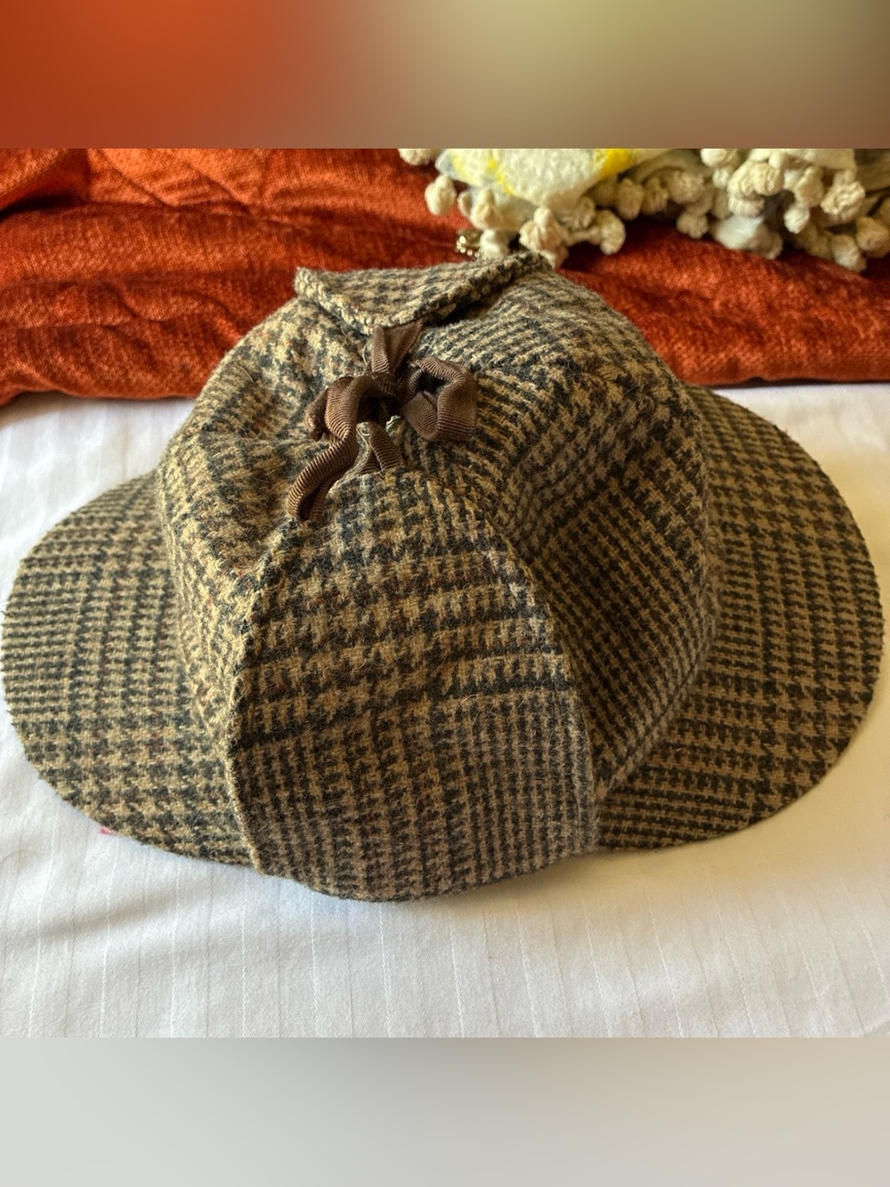 VINTAGE KANGOL Wool Tweed Deerstalker Hat | Made In USA Sherlock Cap SZ M *RARE